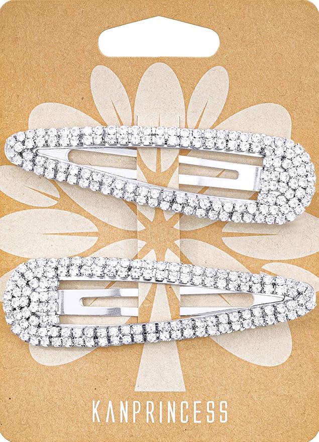 Hair Clips, 2Pcs 3.1Inch Rhinestone, Silver, Hair Accessories, Hair Barrettes for Women Girls Bridal, Wedding, Party, Prom