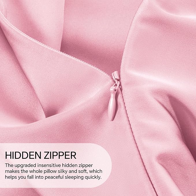 INFIIXSO Silk Pillow Cases 2 Pack Standard Size, Ultra Smooth & Soft Mulberry Silk Pillow Case for Hair and Skin, Breathable Cooling Silk Pillowcase with Hidden Zipper (Pink, 20x26 Inches)