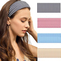 4pcs Headbands for Women Striped Wide Head Bands for Women's Hair Non Slip Wraps Elastic Stretchy Fashion Bandanas Workout Yoga Running Hair Bands for Women's Hair Accessories
