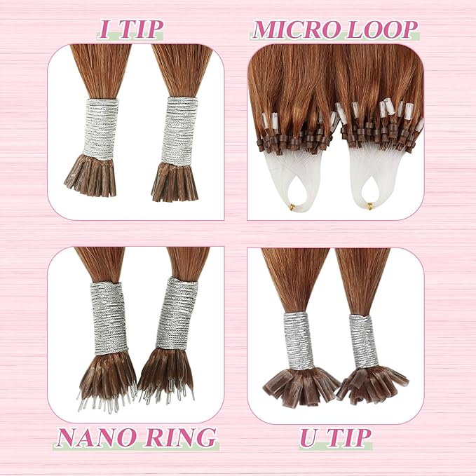 YoungSee U Tip Hair Extensions Copper UTip Hair Extensions Human Hair Copper 16In U Tip Keratin Hair Extension Colored Pre Bonded Hair Extension Utip For DIY 50s/25G