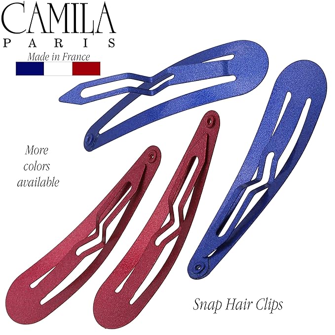 Camila Paris CP1330H French Hair Barrettes Clips, Snap Hair Slides Clic Clac for Women, Styling Girls Side Slide-in Metal Snap Pin Hair Accessories for Women. Strong Hold, No Slip Grip, Made in France