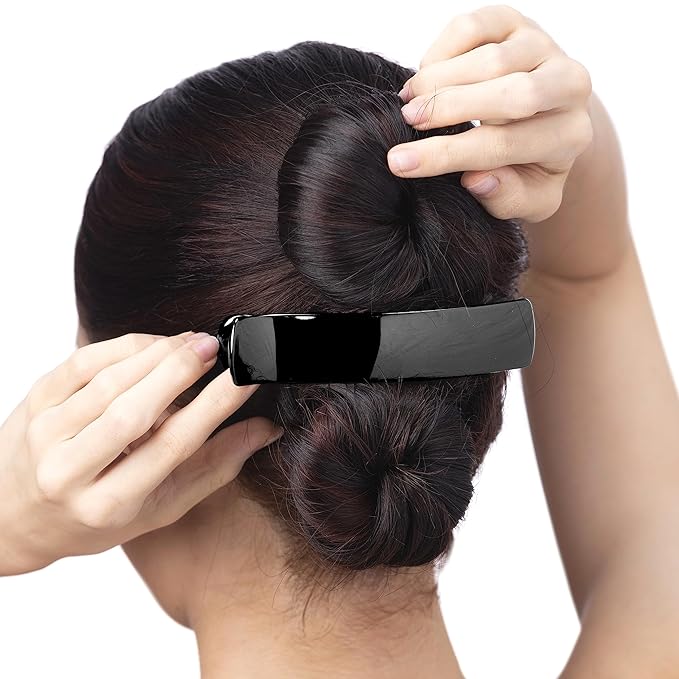 RC ROCHE ORNAMENT 6 Pcs Womens Classic Alligator Duckbill Clips Side Slide Firm Grip Barrettes Girls Beauty Accessory Plastic Pin Hairclip Clamps Beautiful Hair Décor, Medium Black