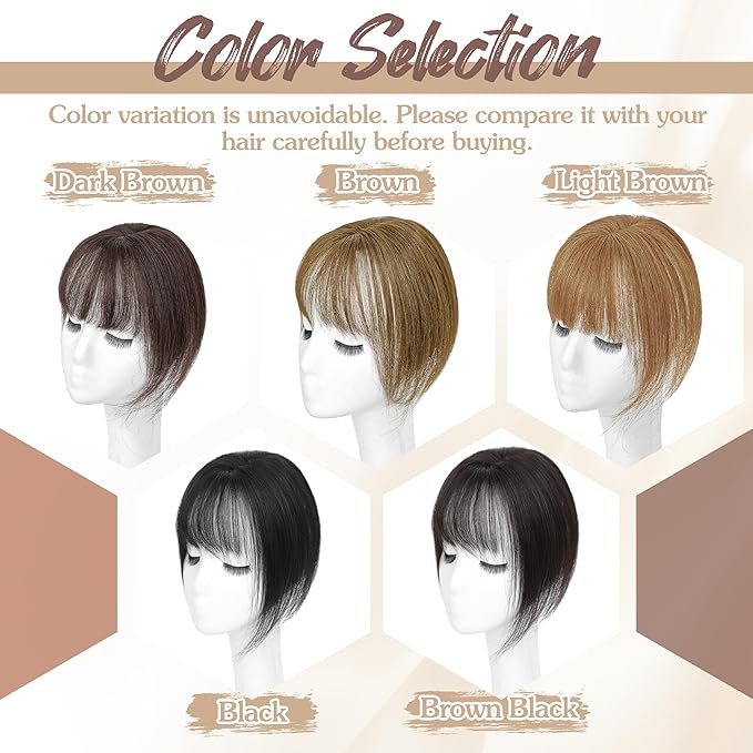 Hair Toppers for Women Real Human Hair - 360° Coverage Light Brown Clip In Topper with Bangs for Thinning Hair Upgraded 5×9 cm Silk Base Ideal for Everyday Use