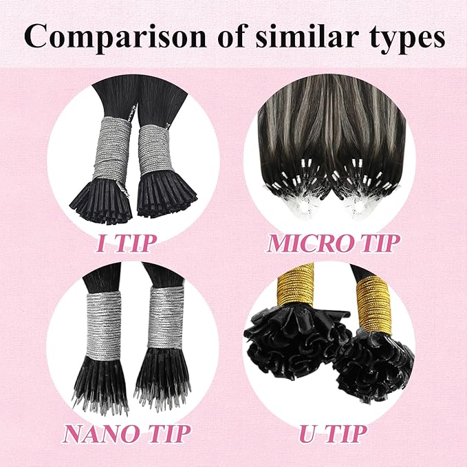 YoungSee Micro Bead Hair Extensions Real Human Hair Ombre Micro Loop Hair Extensions Human Hair Black Ombre Silver with Black Balayage Beaded Hair Extension 20In Cold Fusion Hair Natural 50g 50s