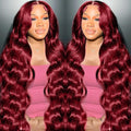 99J Burgundy wig human hair 13x4 body wave lace front wigs human hair 180 Density Pre Plucked Glueless Wine red colored lace front wig for Women 26inch