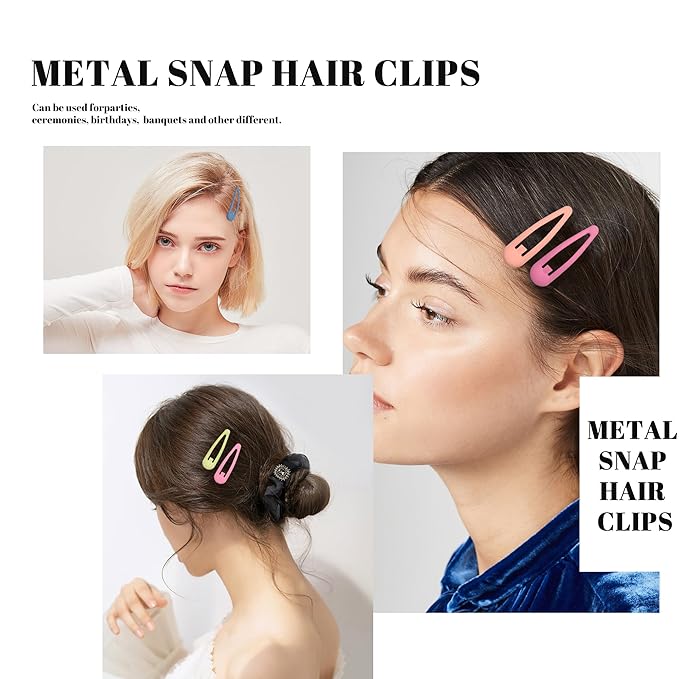 Small Hair Barrettes For Women No Slip Metal Snap Clips For Thin And Fine Hair,Matte Yellow Pink Blue Green Purple,20 PCS,1.97 x 0.5 Inch.