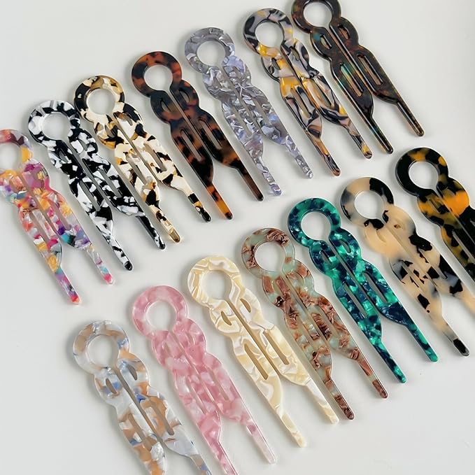 Prestige French Hair Pins, Acetate Leopard Print Hair Pin for Women,Suitable for All Hair Types (BlackBrown-F-3PCS)