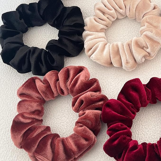 Velet Scrunchies for Women, 6 Pcs Soft Hair Ties, No-tangling Elastic Scrunchy, Ponytail Holder Hair Accessories, Stretchy Scrunchy Set for Thin & Thick Hair, Classic Hair Bands Set