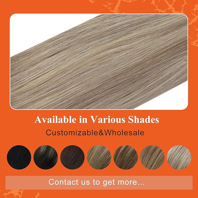 Full Shine Seamless Tape in Hair Extensions 12Inch Color 18 Ash Blonde Highlight 613 Blonde Double Side Invisible Tape in Extensions Short Straigh Real Human Hair 30 Gram Add Volume 20Pcs for Party
