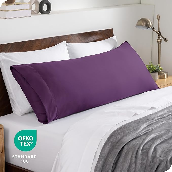 Bare Home Microfiber Body Pillow Cover - Ultra Soft & Cooling - Double Brushed - Envelope Closure - Easy Care (20''x54'' Body Pillow Cover, Plum)