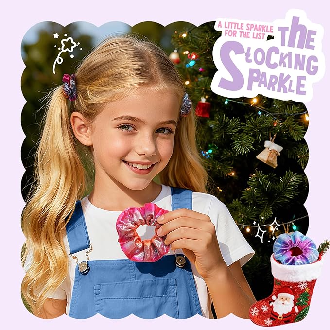 Neon Hair Scrunchies for Girls with Gift Box - 12Pcs Vibrant Rainbow Hair Ties for Birthday Party, Gymnastics & Club Gifts
