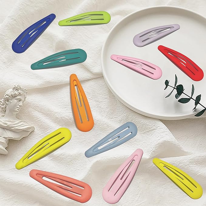 24 PCS 2.36 In Metal Snap Hair Barrettes For Women Water Drop Shape Hair Clips For Thick Thin Fine Hair,Matte Mix Colors