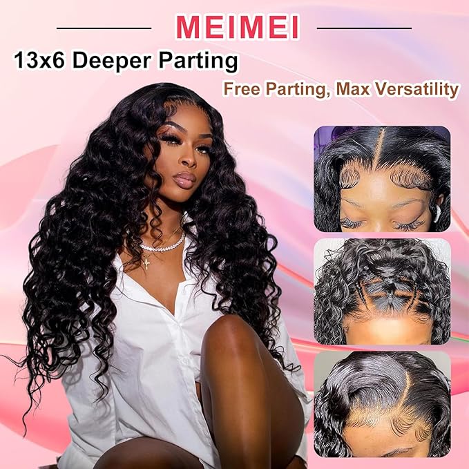 28 Inch 13x6 Loose Wave HD Lace Front Wigs Human Hair 200 Density 100% Real Human Hair 15A Loose Deep Wave Wig Human Hair Pre Plucked, No Synthetic Blend No Tangle No Shedding Triple Lifespan 3X