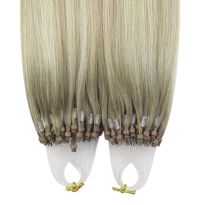 YoungSee Microbead Hair Extensions Ombre Blonde Micro Link Hair Extensions Ash Blonde Ombre Platinum Blond Bead Hair Extension Balayage Micro Loop Hair Extension Cold Fusion Remy Hair 18In 50s/50g