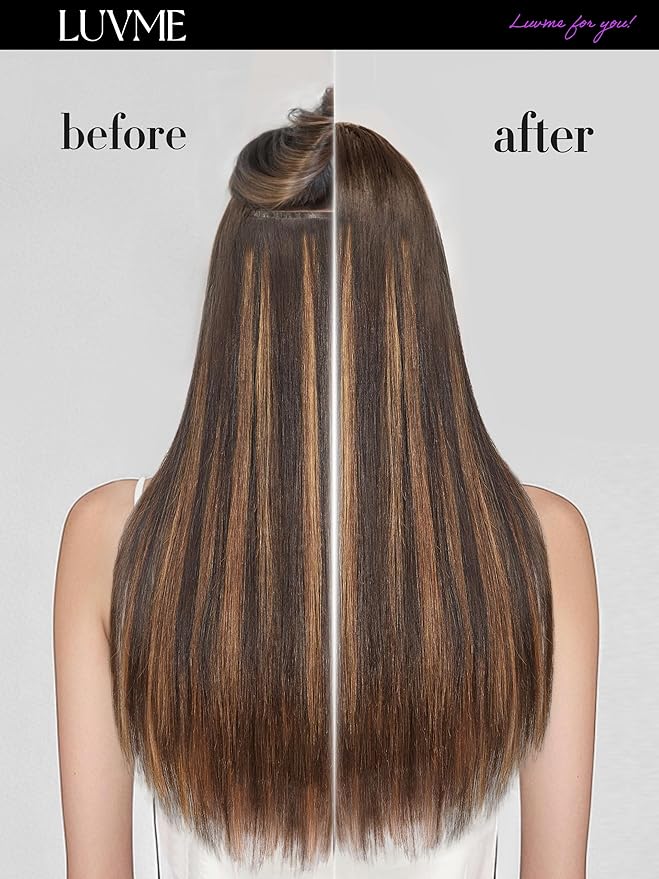 LUVME Straight Seamless 110g 7Pcs Clip in Hair Extensions Full Max with 20inch Remy Human Hair Extensions, Highlight Color 100% Real Soft
