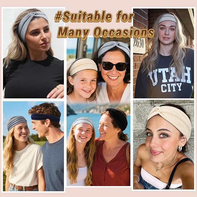 TERSE Headbands for Women Non Slip: Twist Head Bands for Women's Hair Trendy Solid Colors