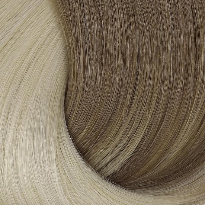Full Shine Human Hair Clip in Extensions Brown Ombre Hair Extensions Clip ins Light Brown Ombre Platinum Blonde Short Clip ins Full Head 12 Inch 8 PCS 95 G