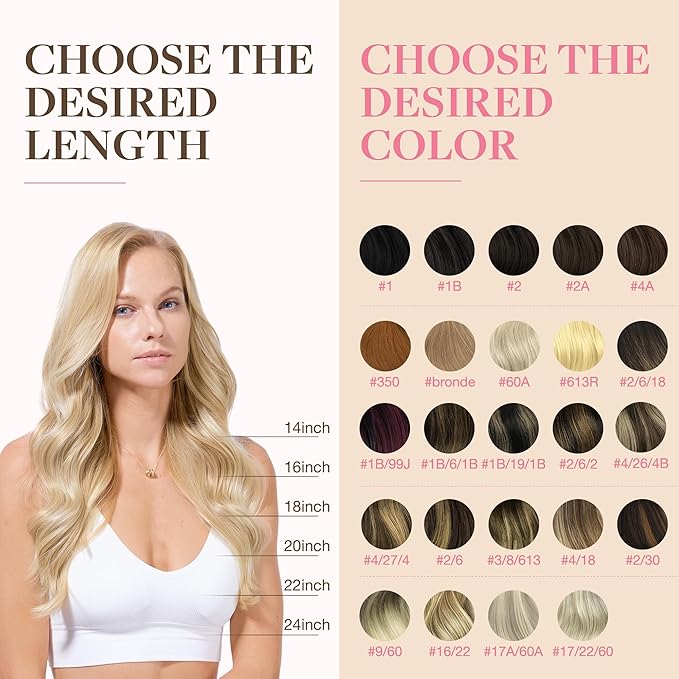 GOO GOO Tape in Hair Extensions Human Hair, 18A/613A Dark Blonde Highlighted Bleach Blonde, 20inch 30g 10pcs, Skin Weft Seamless Invisible, Silky Straight with Thick Ends, Remy Human Hair