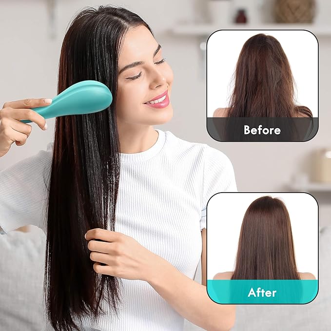 Detangling Hair Brush Set - 2 Pack Detangler Hairbrush with Ultra Soft Bristle for Effortless Tangle Removal - For Dry Wet Damaged Curly Hair for Men Women Girls Boys Kids - Purple & Green