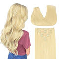 GOO GOO Clip in Hair Extensions Real Human Hair, Remy Human Hair Extensions Clip ins for Women, Natural Human Hair, 20inch 110g 7Pcs, 22F Light Golden Blonde