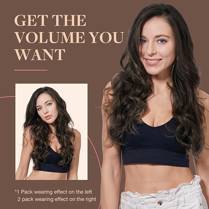 GOO GOO Clip in Hair Extensions Real Human Hair, Remy Human Hair Extensions Clip ins for Women, Natural Human Hair, 18inch 120g 7Pcs, 2A Light Brown