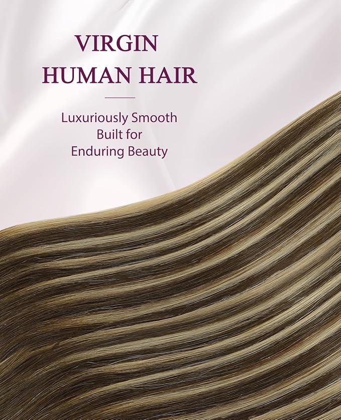 Pinkpearl Invisible Tape in Hair Extensions Human Hair, 20pcs 16inch 45g #4/27/4 Balayage Chocolate Brown to Caramel Blonde Injection Tape in Extensions Real Remy Seamless Human Hair Injected
