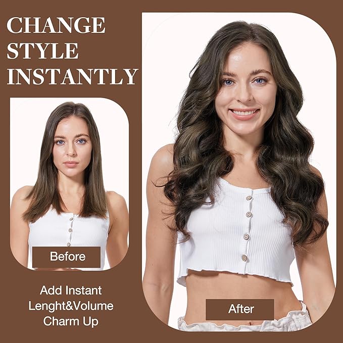 GOO GOO Clip in Hair Extensions Real Human Hair, Remy Human Hair Extensions Clip ins for Women, Natural Human Hair, 24inch 120g 7Pcs, 1B/16/1B Balayage Natural Black to Light Blonde