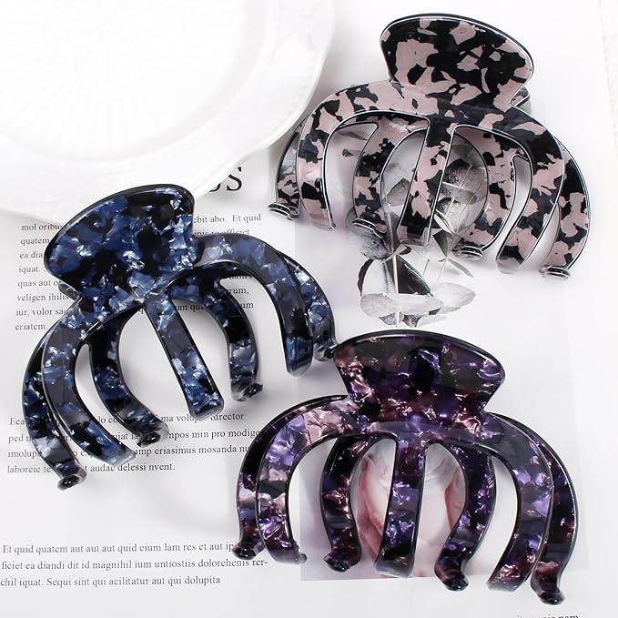 Large Octopus Hair Clips for Women with Thick Hair, Tortoise Shell Octopus Claw Clips | Non-Slip Strong Hold Jaw Clamps, Fashion Hair Barrettes & Bobby Pins