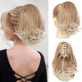 KooKaStyle Ponytail Extension, 10" Short Claw Clip in Pony Tails Hair Extensions Curly Wavy Synthetic Drawstring Hairpieces for Women(Honey Blonde and Dark Blonde Tips)
