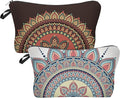2 Pcs Cosmetic Bag for Women Small Make Up Bag Waterproof Travel Toiletries Pouch with Zipper for Organizing Small Items, Gift Bags for Birthday Christmas(Mandala)