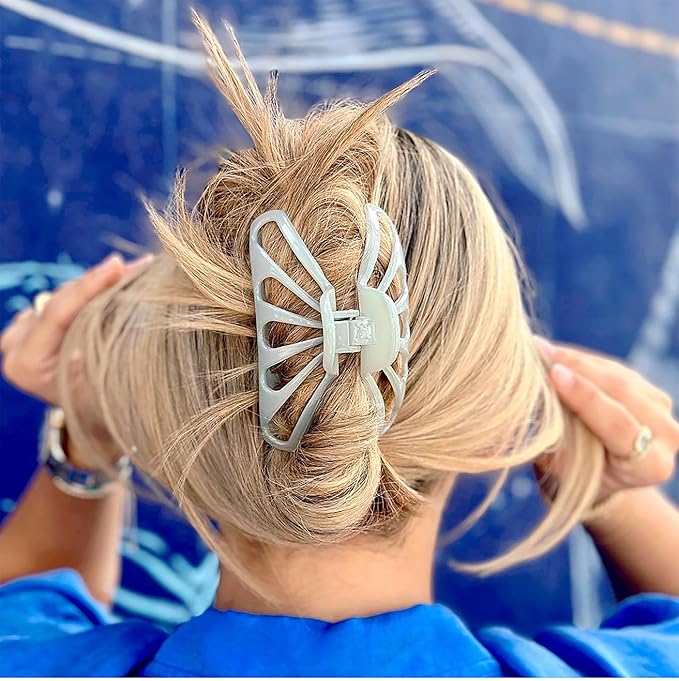 Camila Paris CP3637 French Hair Clip for Women Thick Hair for Long Curly Wavy Hair, Gray, Girls Hair Claw Clips Fashion Styling Hair Accessories for Women, Strong Hold No Slip Grip, Made in France