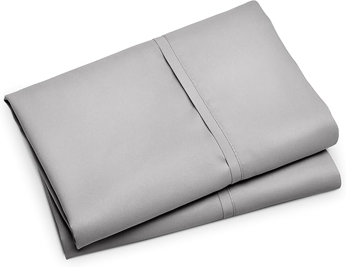 Bare Home Microfiber Pillow Cases - King Size Set of 2 - Cooling Pillowcases - Double Brushed - Light Grey Pillowcases 2 Pack - Easy Care (King Pillowcase Set of 2, Light Grey)