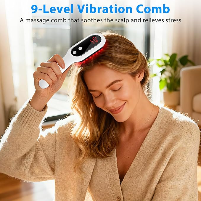 Hair Care Comb for Men and Women,Portable Red Light Therapy Comb,Ideal Holiday Gift