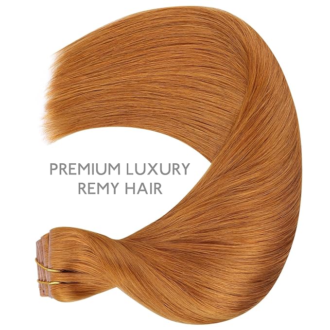 WENNALIFE Invisi Edge Clip in Hair Extensions Real Human Hair, 14 Inch 130g 9pcs Auburn Ginger Seamless Clip in Extensions Remy Hair Clip Ins Invisible Skin Weft Straight Extensiones De Cabello Hmano