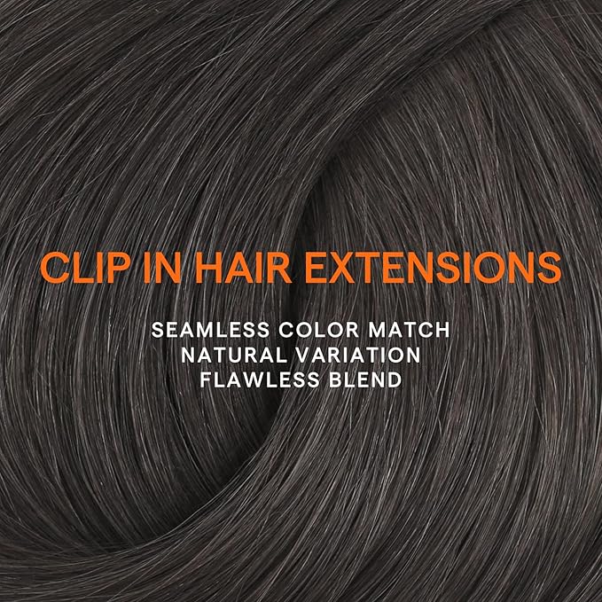 Full Shine Real Hair Extensions Clip in Human Hair Natural Black Tea Human Hair Clip ins for Fine Hair 20 Inch 120 G 7 Pcs