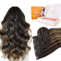 DOORES Clip in Hair Extensions Set 20 Inch 120g, 4pcs Invisi Edge Clip ins and 3pcs Classic Seamless Clip ins, Injected Virgin Real Human Hair Extensions Natural Invisible Straight, #1B