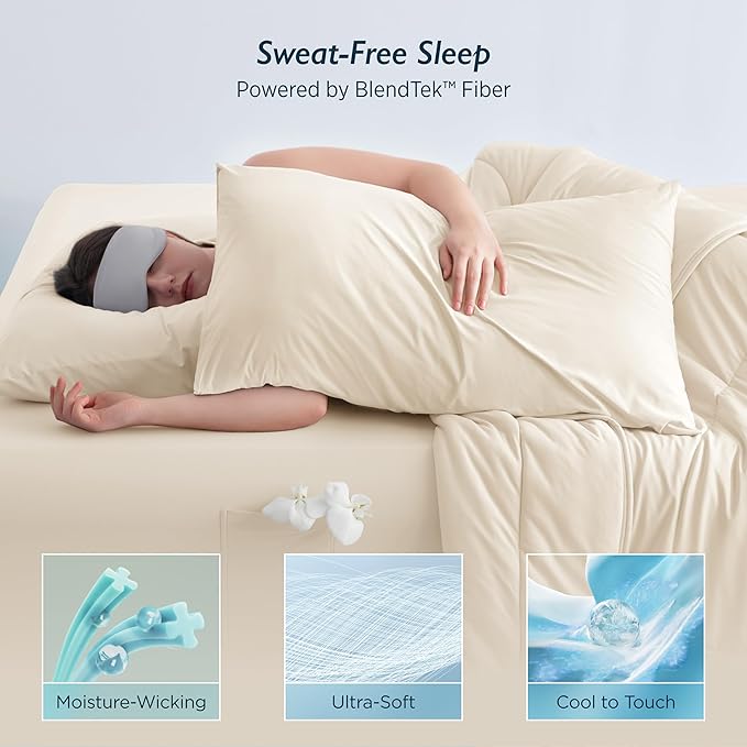 Breescape Cooling Pillow Cases King Size - BlendTek™ Dry & Cool Technology for Hot Sleepers and Night Sweats, 2 Pack Ultra Soft & Smooth Pillowcases for Hair & Skin Care, 20" x 36", Ivory