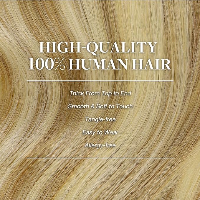 GOO GOO Clip in Hair Extensions Real Human Hair, Remy Human Hair Extensions Clip ins for Women, Natural Human Hair, 24inch 170g 7Pcs, #16/22 Light Blonde Highlighted Golden Blonde