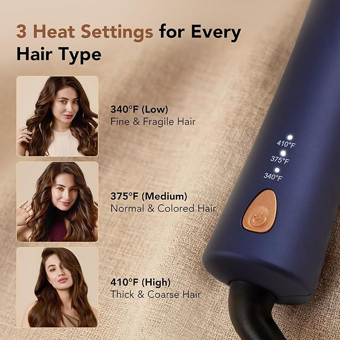 SKG Automatic Rotating Curling Iron, 1-Inch Ceramic Barrel, 2-Way Rotation, 3 Heat Levels, 60s Fast Heating, 30-Min Auto Shut-Off, Dual Voltage, for Effortless Beach Waves & Curls