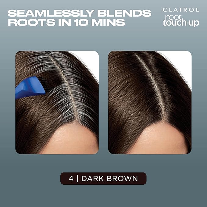 Clairol Root Touch-Up by Nice'n Easy Permanent Hair Dye, 4 Dark Brown Hair Color, Pack of 1