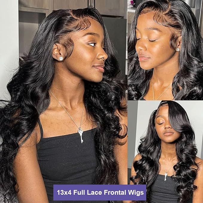 Lemoda Full 13x4 Body Wave Lace Frontal Virgin Human Hair Wigs 210% Density Top 15A HD Transparent Lace Frontal Wig Unprocessed Human Hair Wigs Pre Plucked Natural Hairline 18Inch