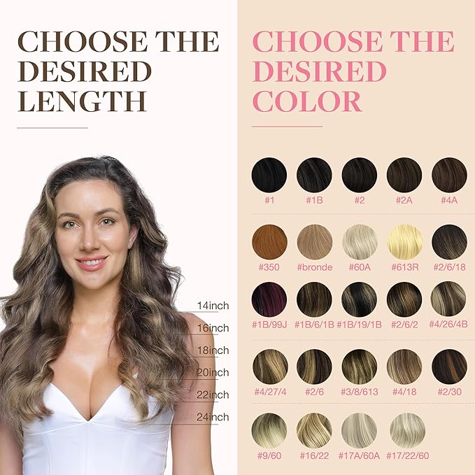GOO GOO Tape in Hair Extensions Human Hair, 2/6/18 Balayage Brown to Dirty Blonde, 14inch 50g 20pcs, Thick Ends Straight Seamless Tape in, Invisible Tape in Hair Extensions Human Hair