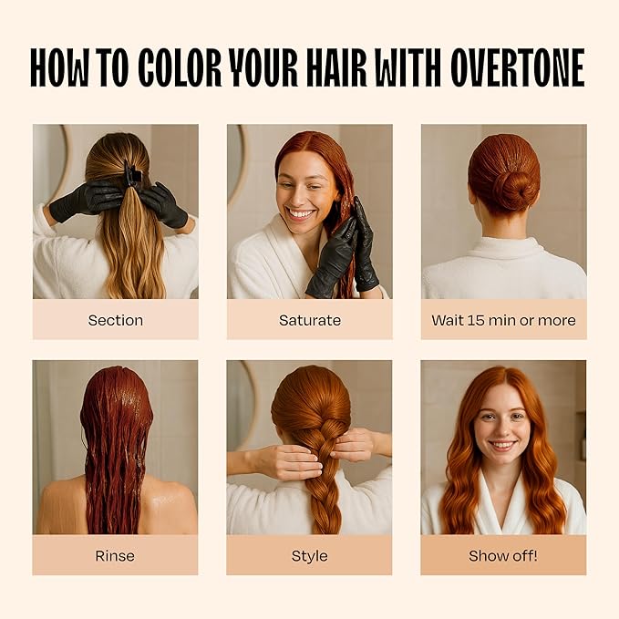 Overtone Semi Permanent Hair Color Conditioner, Ginger Glow, 8 oz, Nourishing, Damage-Free, Color Depositing Mask for All Hair Types with Shea Butter & Coconut Oil, Vegan & Cruelty-Free