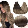 Full Shine Human Hair Tape in Extensions 22Inch Darkest Brown 2 Fading to 6 Light Brown Highlight 18 Ash Tape in Hair Extensions Human Hair Blonde Invisible Hair Extensions 20Pcs 50G