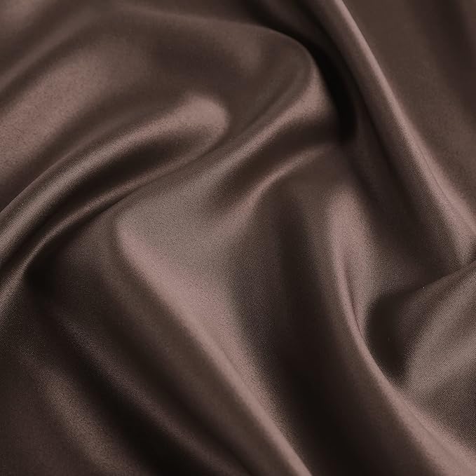 uxcell 2 Pack Silk Satin Pillowcase for Hair and Skin, Cool, Silky, Soft Breathable Pillow Cases Travel Size 14x20 Inch Sateen Pillowcase Brown with Envelope Closure