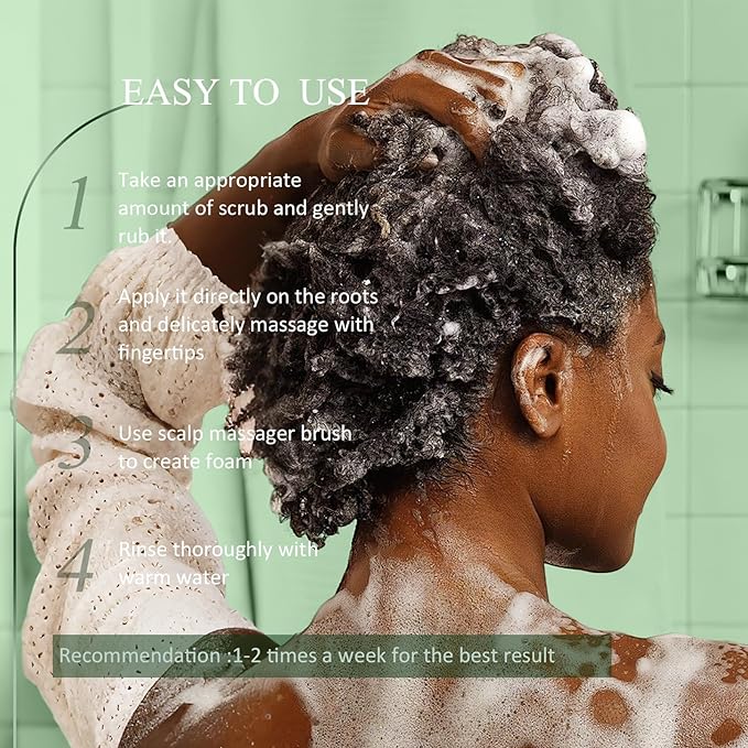 SHVYOG Scalp Scrub, Tea Tree & Coconut Oil Exfoliator Scrub for Itchy Scalp, Anti-Dandruff Detox Clarifying Exfoliator Shampoo with Sea Salt, Scalp Treatment with Scalp Scrubber