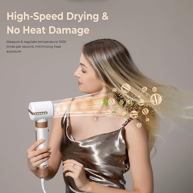 7 in ONE Hair Dryer Brush, Powerful Blow Dryer Brush with Air Curler for Hair, Brush Blow Dryer with Diffuser, Ionic Hot Air Brush Fast Dry, Volumize, Curls, Straight, Hair Styling Tools 100-120V