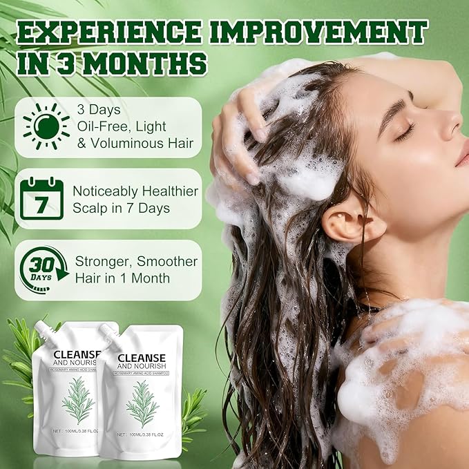 2PCS Rosemary Amino Acid Hair Growth Shampoo for Women and Men, Thinning Hair Loss Natural, Gently Cleanse, Repair & Protect Strands