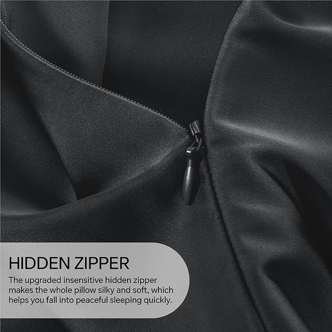 INFIIXSO Mulberry Silk Pillowcase for Hair and Skin, Silk Pillow Cases King Size with Hidden Zipper 20x40 Inches, Extraordinary Smooth and Soft Cooling Pillow Cases for Hot Sleepers(Black, 1 Pack)