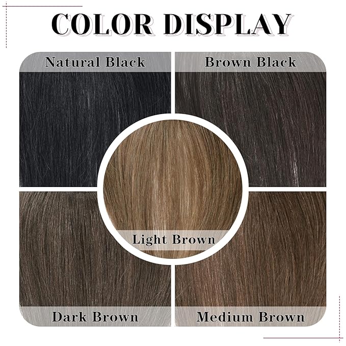 VERNA Hair Toppers for Women Real Human Hair 360°3D Cover Clip in Bangs,100% Real Human Hair Dark Brown Hair pieces Clip on Bangs for Daily Wear(5 * 9.5)